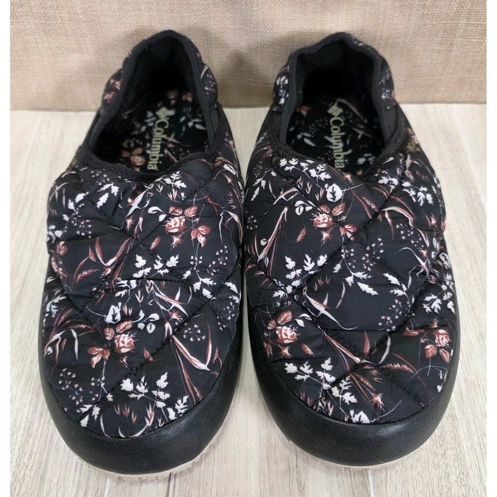 Columbia Omni Heat Lazy Bend Floral Black Moc Women's Insulated Slippers Size 9‎